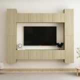 vidaXL Set de dulapuri TV, 8 piese, stejar sonoma, lemn prelucrat