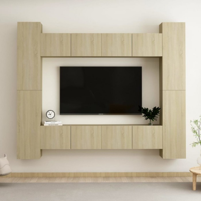 vidaXL Set de dulapuri TV, 8 piese, stejar sonoma, PAL