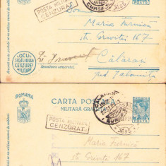 HST CP419 Lot 2 cărți poștale ștampilă OPM 35 + cenzură militară 1941