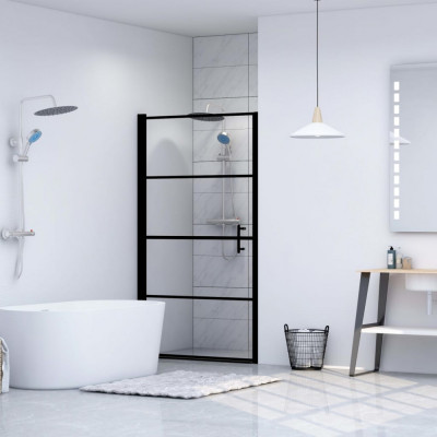 vidaXL Ușă de duș, negru, 100 x 178 cm, sticlă securizată foto