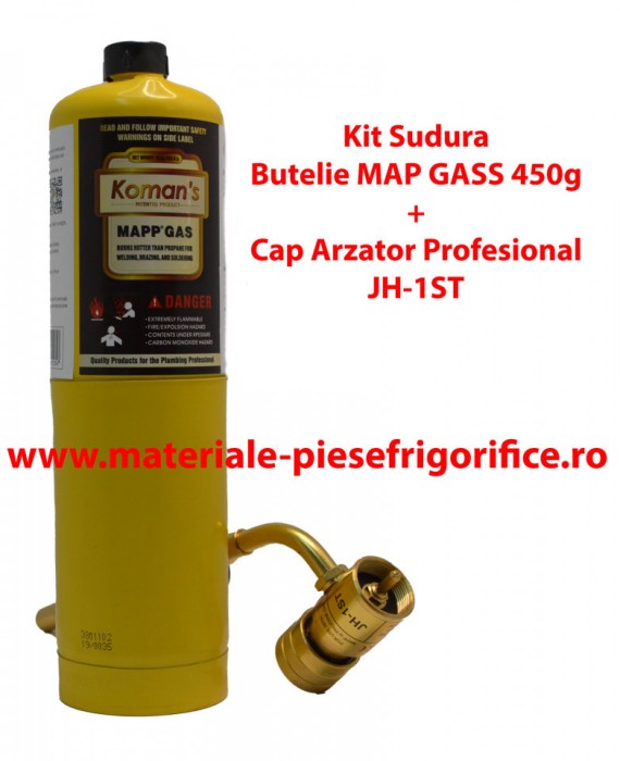 Kit Sudura Profesional, Butelie Mapp Gas 450g + Cap Arzator profesional JH-1ST