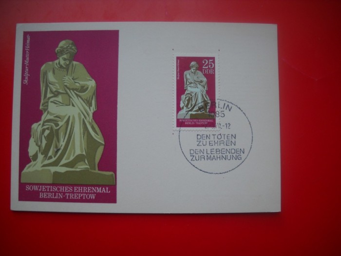 HOPCT MAXIMA NR 1344 MONUMENTUL SOVIETIC CONTRA FASCISMULUI -1970 DDR -GERMANIA-