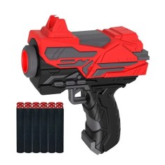 Pistol din plastic 12x10cm , cu 6 gloante de spumă 7.5x1cm