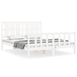 Cumpara ieftin Cadru de pat fara saltea, alb, 160x200 cm, lemn masiv pin