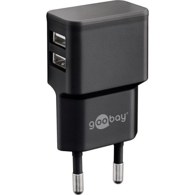 Incarcator de retea dual Goobay, 2 x USB, 2.4 A, negru foto