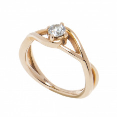 Inel - Joy, 585 Aur Roz, diamant 0.25 ct, model de logodna, circumferinta 49 mm foto