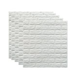 Set 5 x Tapet autocolant FOXMAG24, suprafata acoperita de 3.5 metri patrati, design caramida 3D, rezistent la apa, alb, 70 cm x 77 cm, usor de curatat