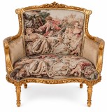 Sofa baroc din lemn auriu cu tapiterie goblen CAT-50