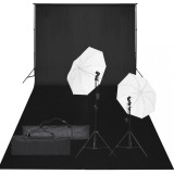 VidaXL Kit studio foto cu set de lumină și fundal