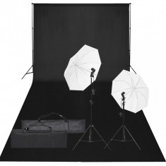 vidaXL Kit studio foto cu set de lumină și fundal