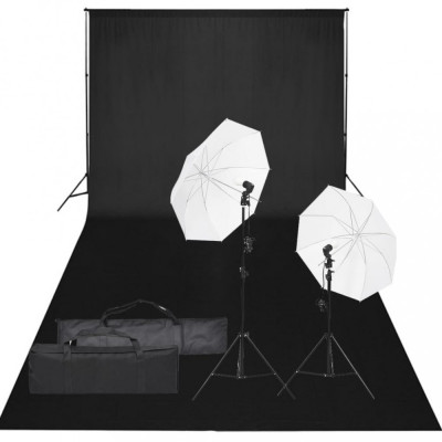 vidaXL Kit studio foto cu set de lămpi și fundal foto