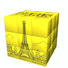 Cub Rubik - Design - Travel: Paris Skyline Neon Yellow | Iconicube