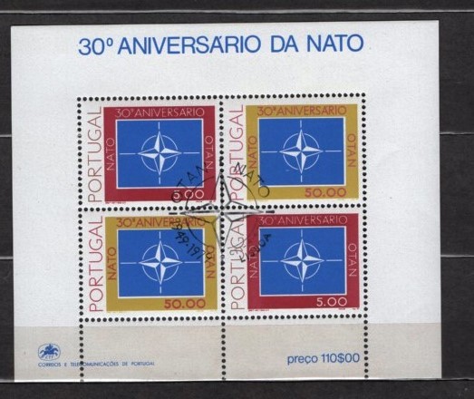 PORTUGALIA 1978 &ndash; ANIVERSARE NATO, EMBLEMA. COLITA STAMPILATA, C19