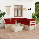 VidaXL Set mobilier grădină din paleți cu perne, 6 piese, lemn molid