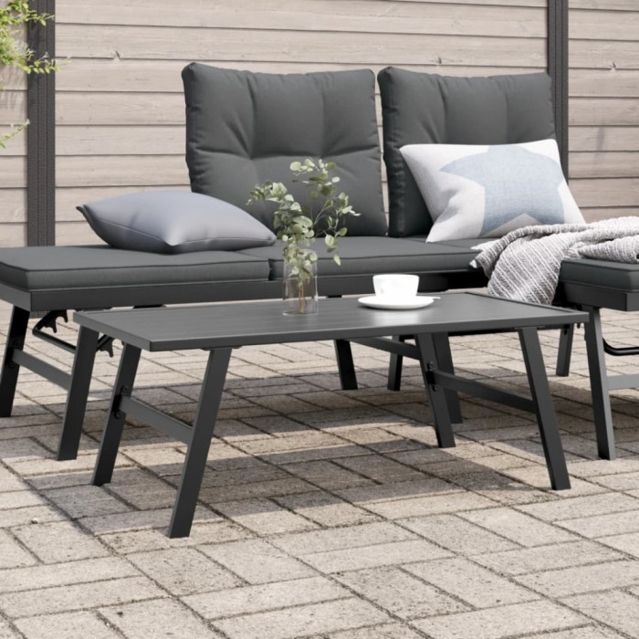 vidaXL Măsuță cafea grădină negru 90x45x35cm oțel vopsit electrostatic 4008106