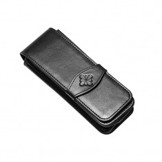 Etui piele neagra pentru 4 instrumente de scris