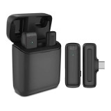 Cumpara ieftin Microfon lavaliera, Apexel, omnidirectional, wireless, carcasa incarcare, interfata USB-C