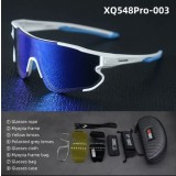 Ochelari de ciclism ThinkRider XQ548Pro cu protecție UV, lentile polarizate, set de 3 lentile, rama alba