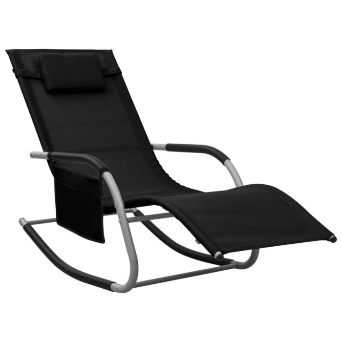 vidaXL Șezlong din textilenă, negru și gri 310505