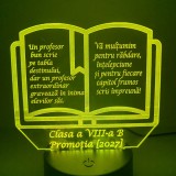 Lampa 3D Personalizata pentru Profesor , Cadou de Final de An cu Clasa E i Editia