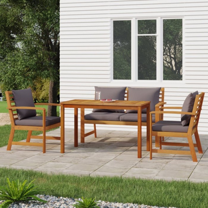 vidaXL Set mobilier de grădină cu perne, 4 piese, lemn masiv de acacia 3154979