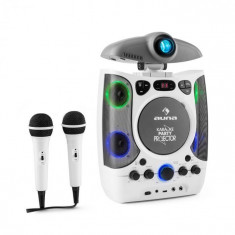 Auna Dispozitiv karaoke cu proiector, lumina LED, USB, culoare alba foto