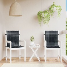 vidaXL Perne de scaun spatar jos, 2 buc. negru, model carouri, textil foto