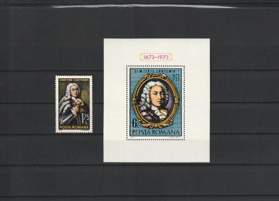 ROMANIA 1973 LP 828 LP 829 ANIVERSARI IV D. CANTEMIR SERIE+COLITA MNH NESTAMP foto