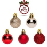 Set Globuri Crăciun Glitter Roșu Bej 3cm 20 Bucăți, CMCLASS