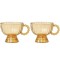 Set 2 cupe Pufo pentru desert sau &icirc;nghețată, cu picior și m&acirc;ner elegant, din sticlă groasă, model premium, 300 ml, auriu