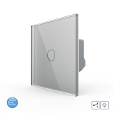 Cumpara ieftin Intrerupator touch Livolo cap scara/cruce cu dimmer ZigBee, sticla gri