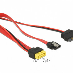 Cablu SATA 6 Gb/s 7 pini + SATA 15 pini la conector de alimentare 8 pini 0.3m, Delock 84945