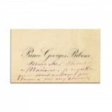Prințul George Bibescu, carte de vizită cu o amplă &icirc;nsemnare olografă
