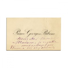 Prin?ul George Bibescu, carte de vizita cu o ampla insemnare olografa foto