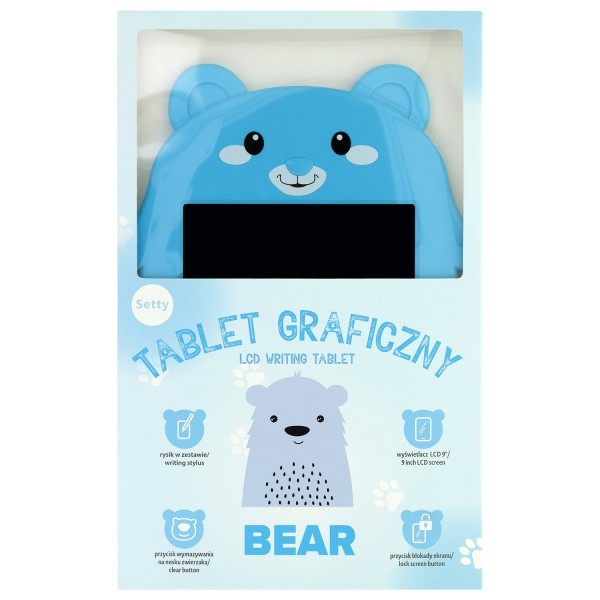 Tableta pentru Desenat / Scris Setty Bear, 9inch, Albastra
