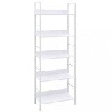 Etajeră cărți vidaXL, 5 rafturi, alb, 60x27.6x158.5 cm, lemn prelucrat, bibliotecă living, depozitare