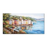 Tablou pictat manual, Colt de rai, 120x60cm ulei pe panza in cutit efect 3D, gata de expus pe perete