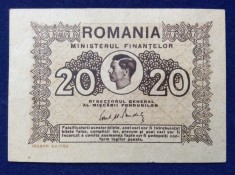 Bancnota Romania - 20 lei 1945 - Ministerul Finantelor - Regele MIHAI foto