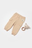 Pantaloni cu buzunare laterale, Two thread, 100%bumbac organic - Stone, BabyCosy (Marime: 18-24 Luni)