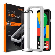 Folie sticla cu sistem de montare Case friendly Spigen ALM Glass FC Google Pixel 4 XL Black foto