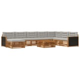 vidaXL Set de canapele de exterior 9 pcs Natural și gri deschis 3383734