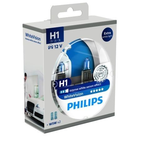 Set 2 Becuri far Philips H1 White Vision 12V 55W Set 2 Becuri far Philips H1 White Vision 12V 55W