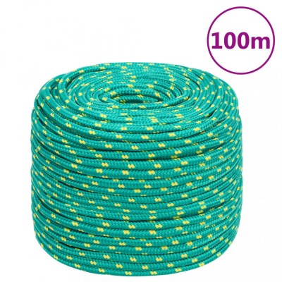 vidaXL Fr&amp;acirc;nghie de barcă, verde, 8 mm, 100 m, polipropilenă foto