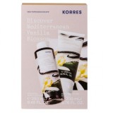 Set Korres Flori de vanilie mediteraneene Demachiant corporal regenerator 250 ml + Lapte de netezire corporală 200 ml