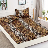 Cearsaf cu elastic Bumbac FINET 160/180x200cm 2 fete de perne 50x70cm Jojo Home Maro-Multicolor animal print