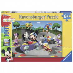 Jucarie Puzzle Ravensburger, Mickey cu skateboard, 100 piese, Multicolor