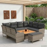 vidaXL Seturi de mobilier cu pernă 7 pcs Gri și gri &icirc;nchis Ratan PE 3422190