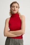 G-Star vestă din bumbac culoarea rosu, light, cu guler, D26410-D487