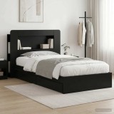 Cumpara ieftin Cadru de pat cu depozitare Negru 90 x 190 cm Lemn prelucrat