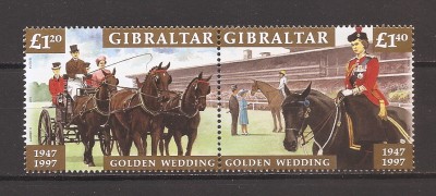 Gibraltar 1997 &amp;ndash; Nunta de Aur a Reginei Elisabeta și a Prințului Philip, MNH foto